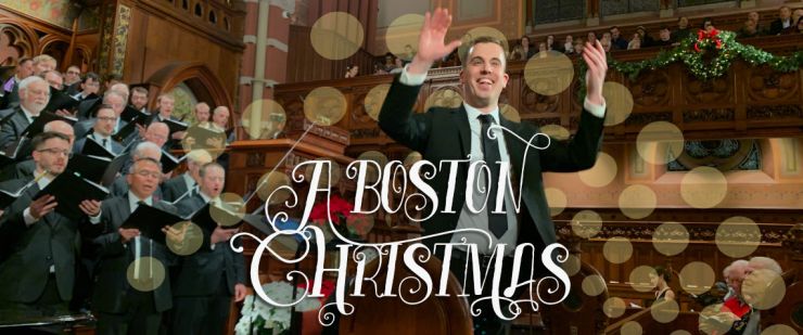 Stephen Spinelli leads the audience in a carol sing-along at the 2024 "A Boston Christmas"